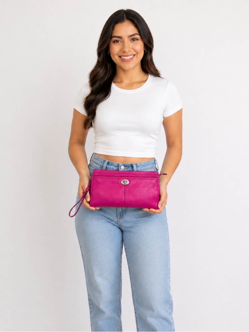 Coach Park Leather Legacy Bright Magenta Turnlock Clutch NWT - Picture 14 of 14